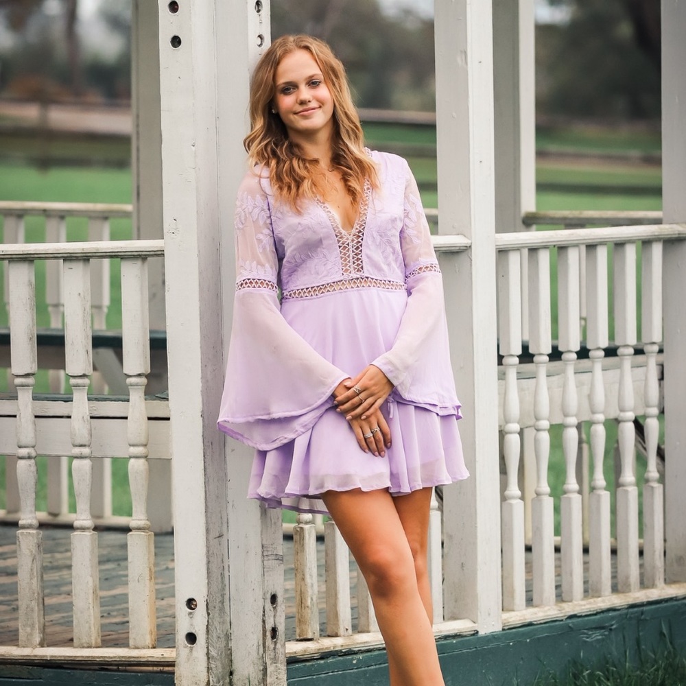 Lavender flowy dress from Selfie Leslie